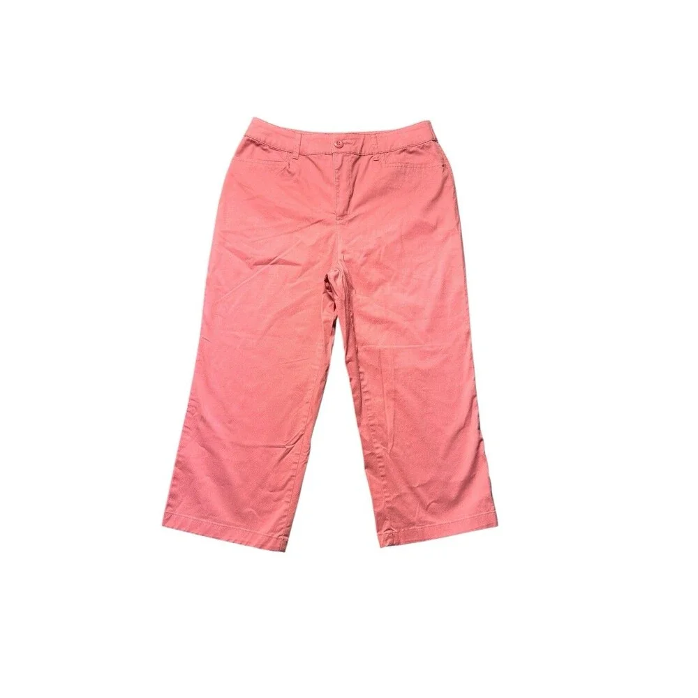 Croft & Barrow Womens 8 Classic Fit Capri Pants Pink Stretch Casual EUC